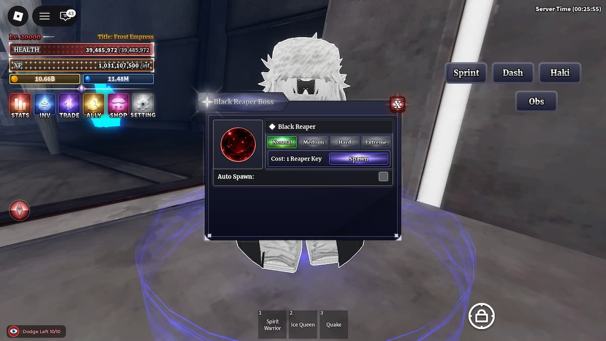 Image montrant l'invocateur du boss Black Reaper dans Sailor Piece