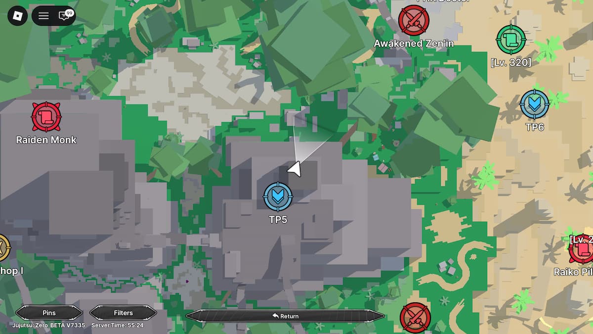 image montrant l'emplacement de l'Infinity Trainer dans Jujutsu Zero