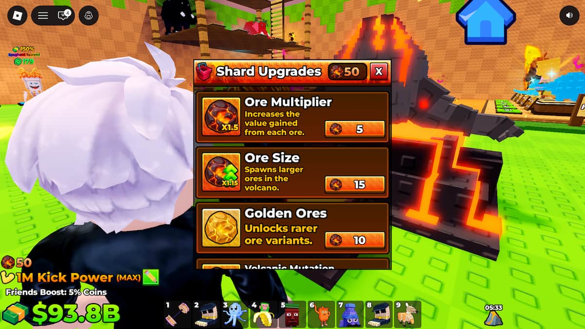 Image montrant les améliorations de fragments dans Kick a Lucky Block