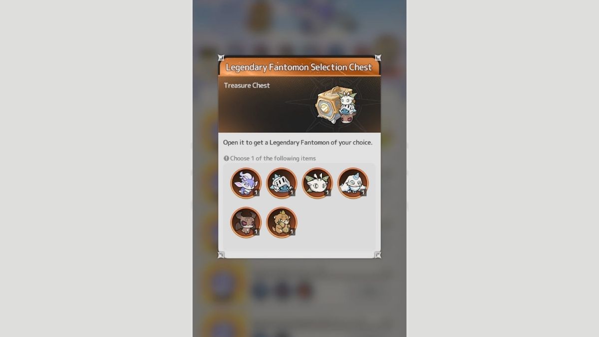 Coffre de sélection Fantomon légendaire dans Sword X Staff