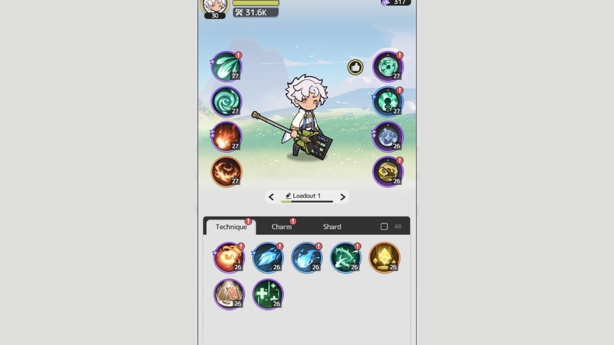 Personnage avec une puissance de 31K dans Sword X Staff