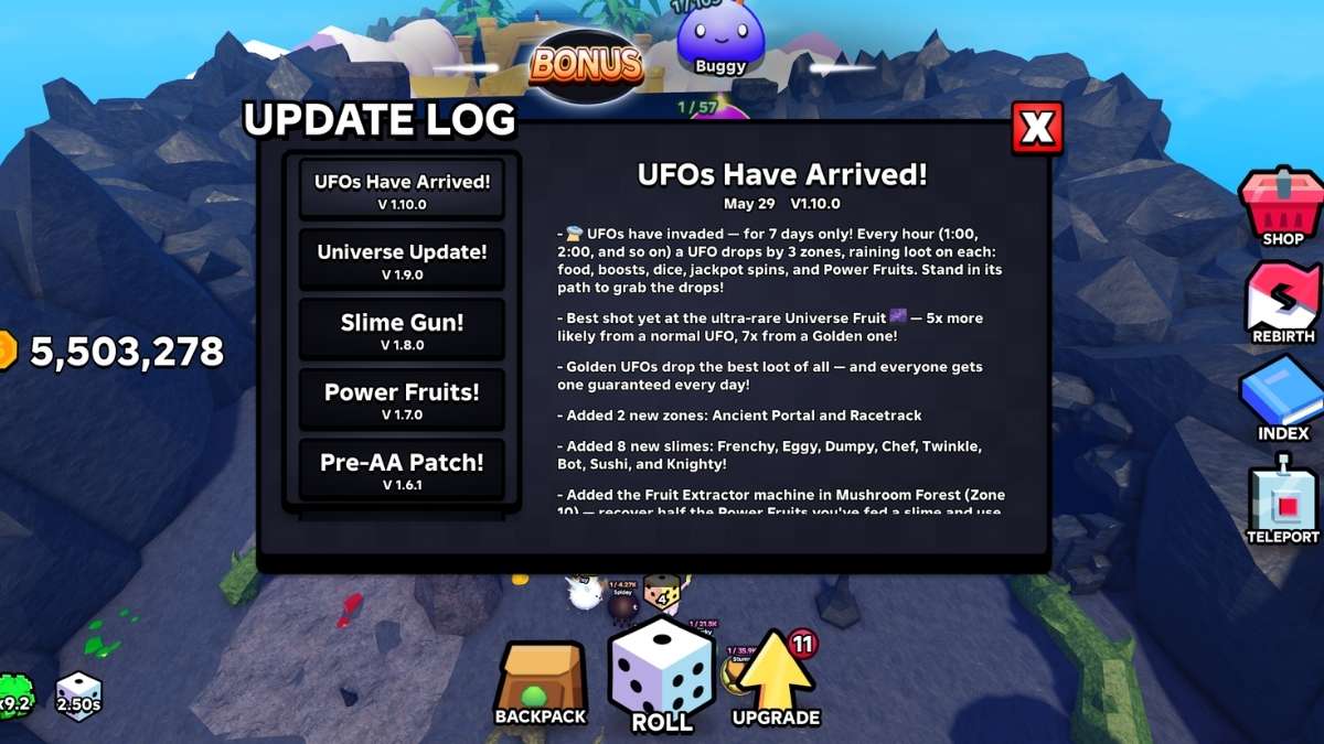 Mettre à jour le journal dans Slime RNG