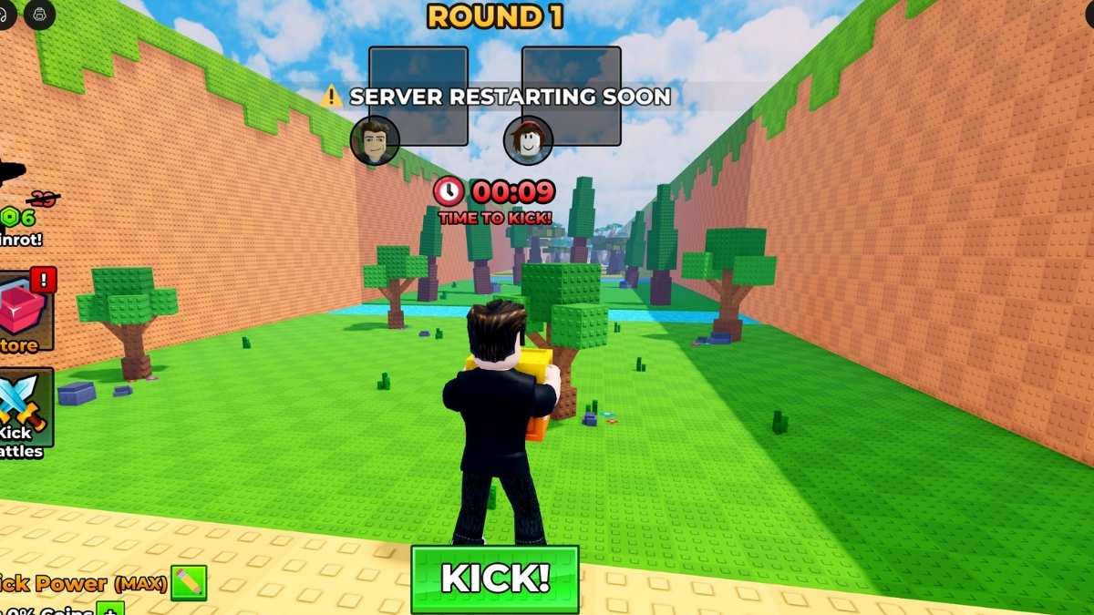 Jouer à des batailles de coups de pied dans Kick A Lucky Block
