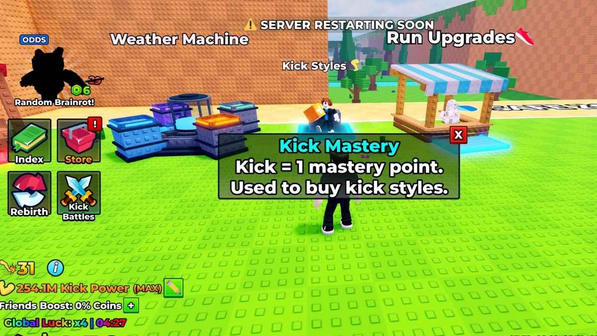 Maîtrise du coup de pied dans Kick A Lucky Block