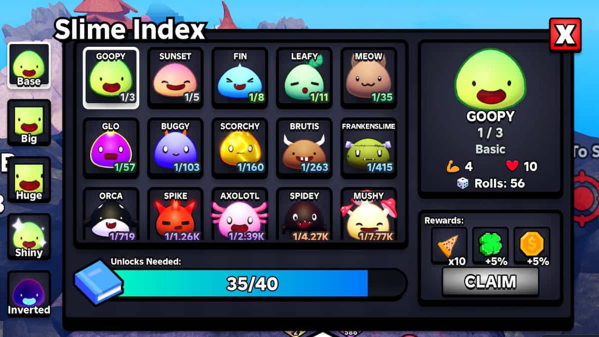 L'indice Slime dans Slime RNG