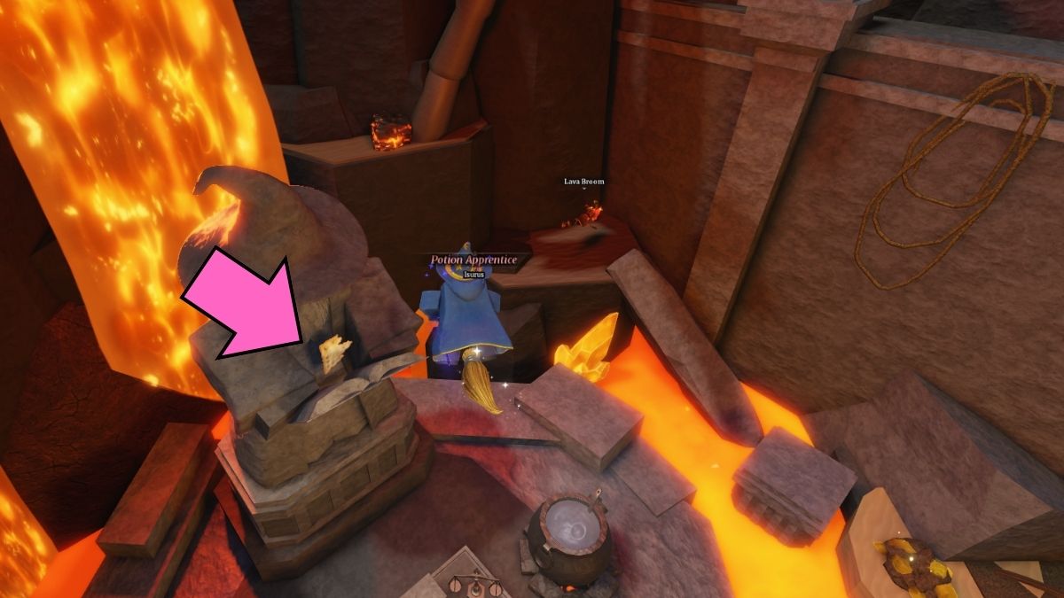 Emplacement du fragment Wizard Alchemy au point d'apparition caché dans une statue