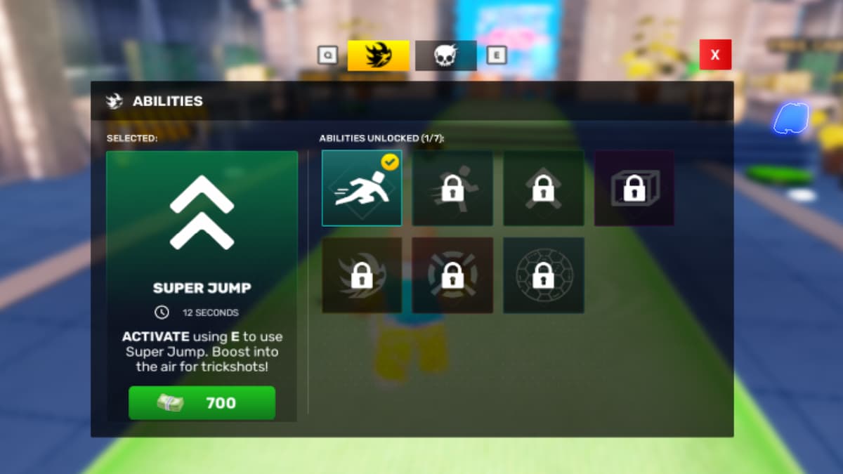 Le menu de capacités dans SNIPE