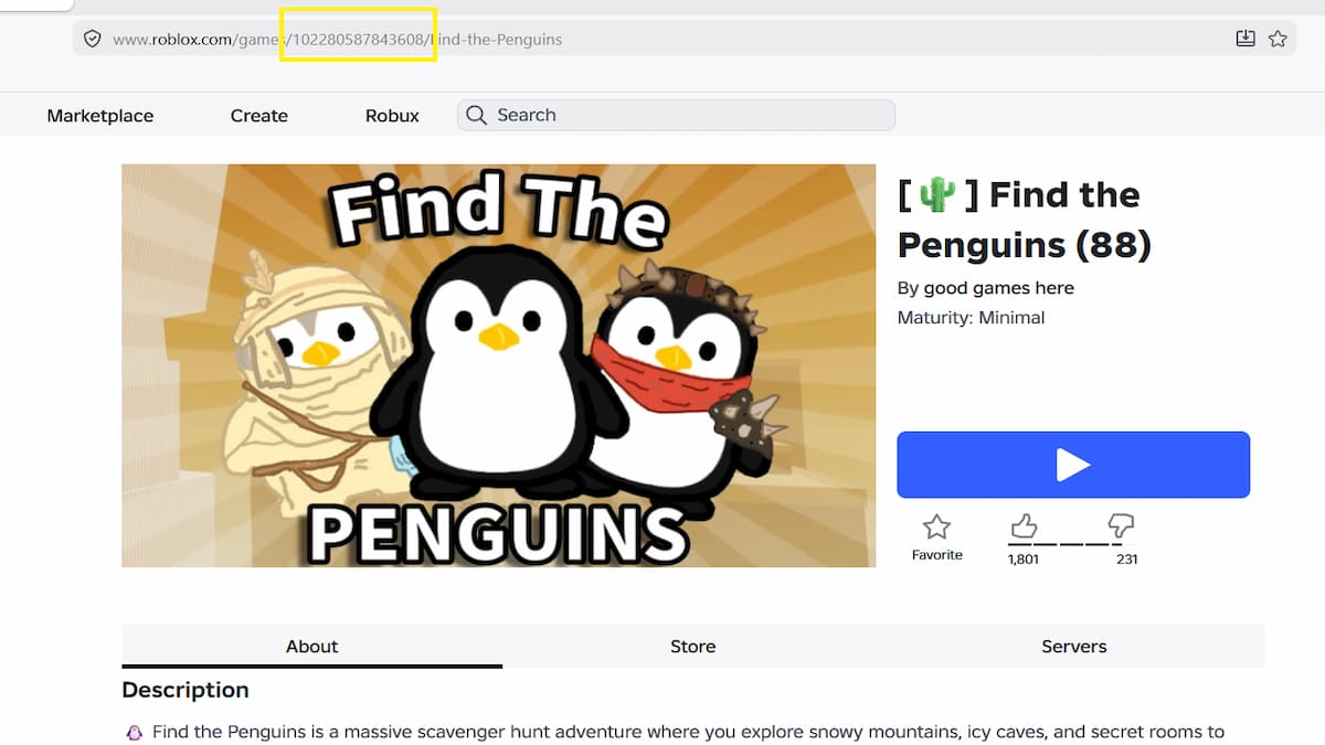 L'expérience Roblox ID du jeu Find the Penguins