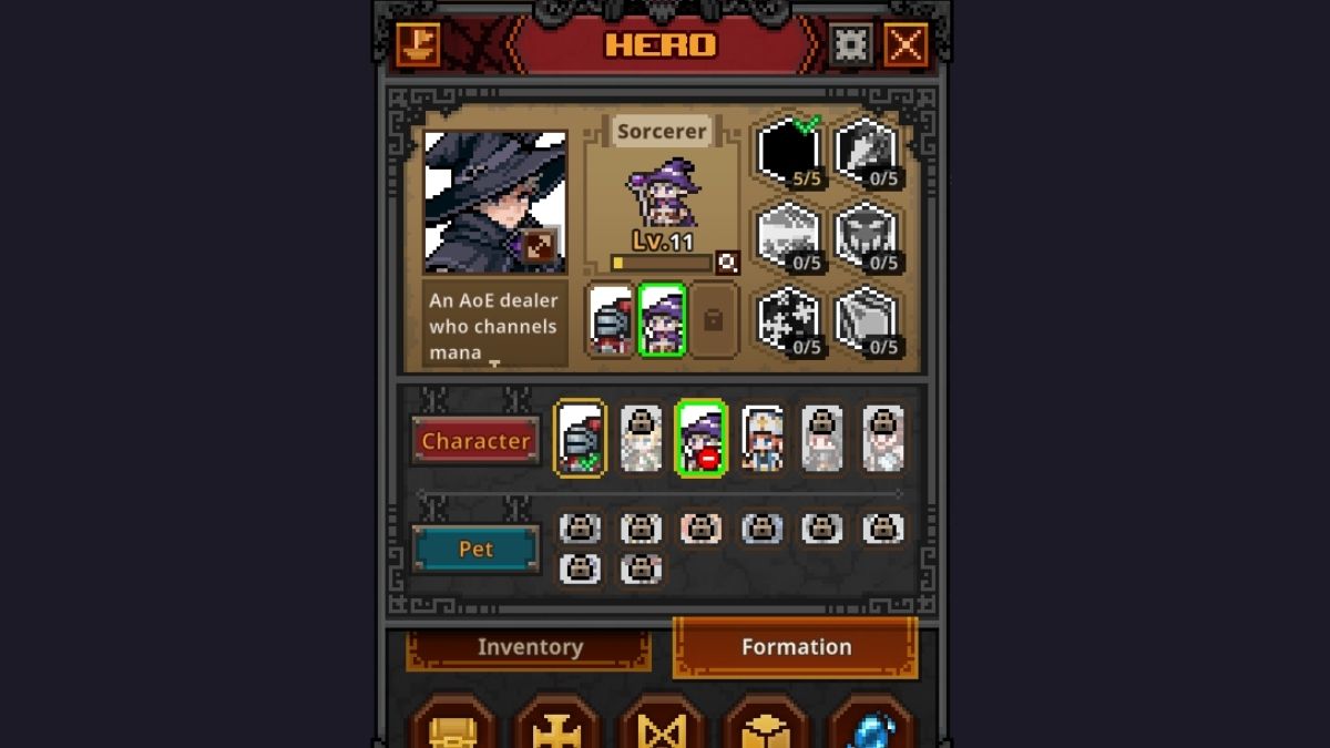 Formations dans TBH Task Bar Hero