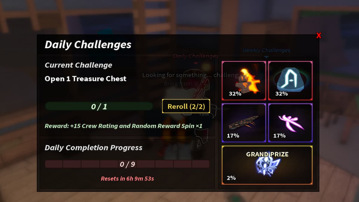 Le menu de récompenses du système Fisch Crew