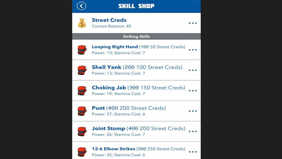Le menu de la boutique de compétences dans BitLife
