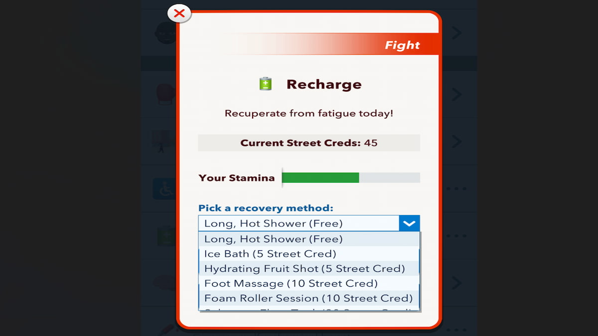 Le menu de récupération dans BitLife