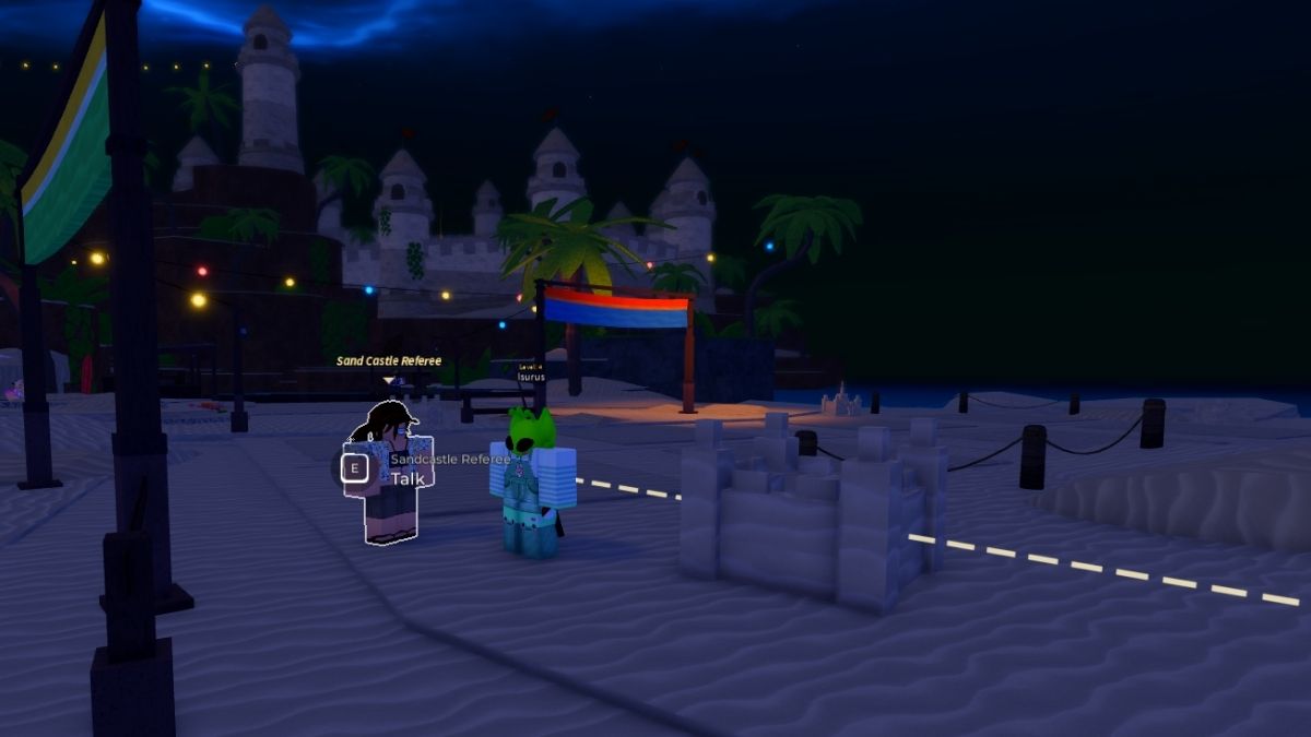 PNJ à qui vous devez parler pour démarrer le mini-jeu du château de sable à Fisch