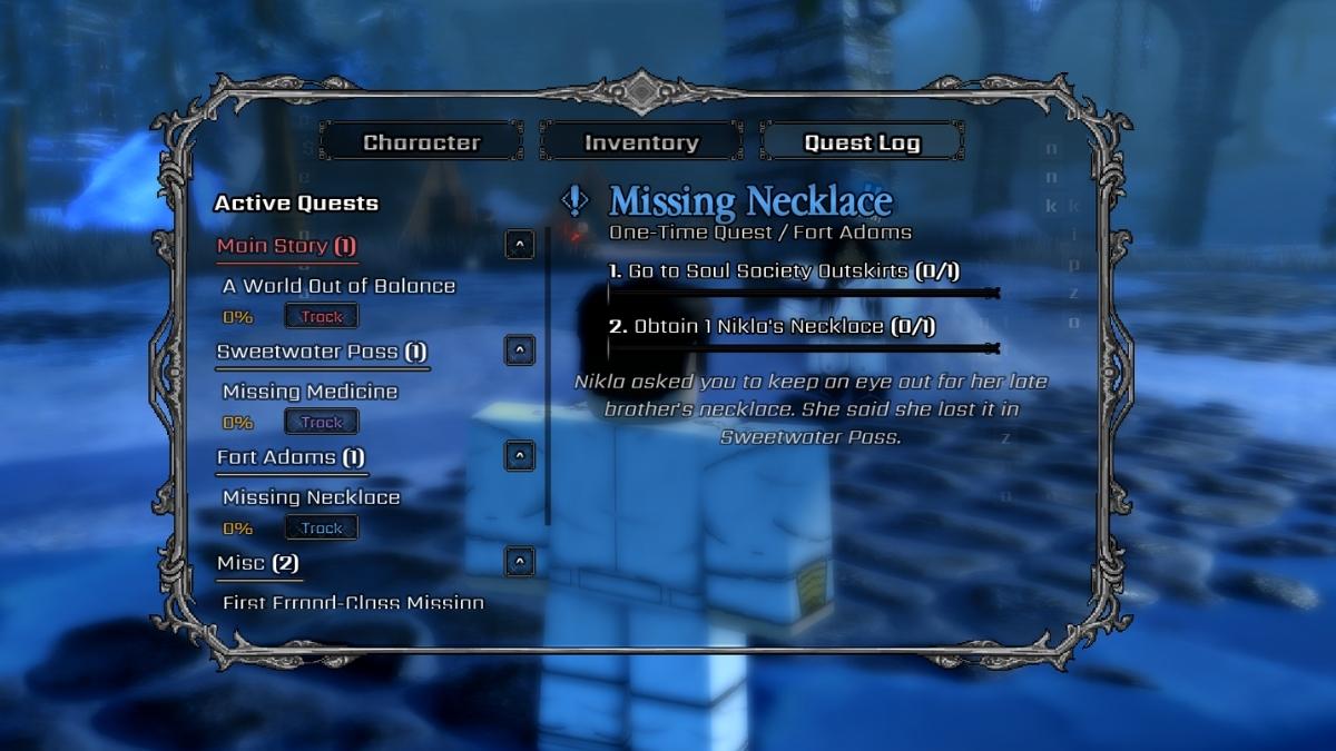 Interface de mission avec Necklace Quest dans VV Ultimatum