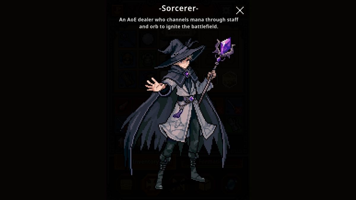 Écran de détails du Sorcerer Hero dans TBH